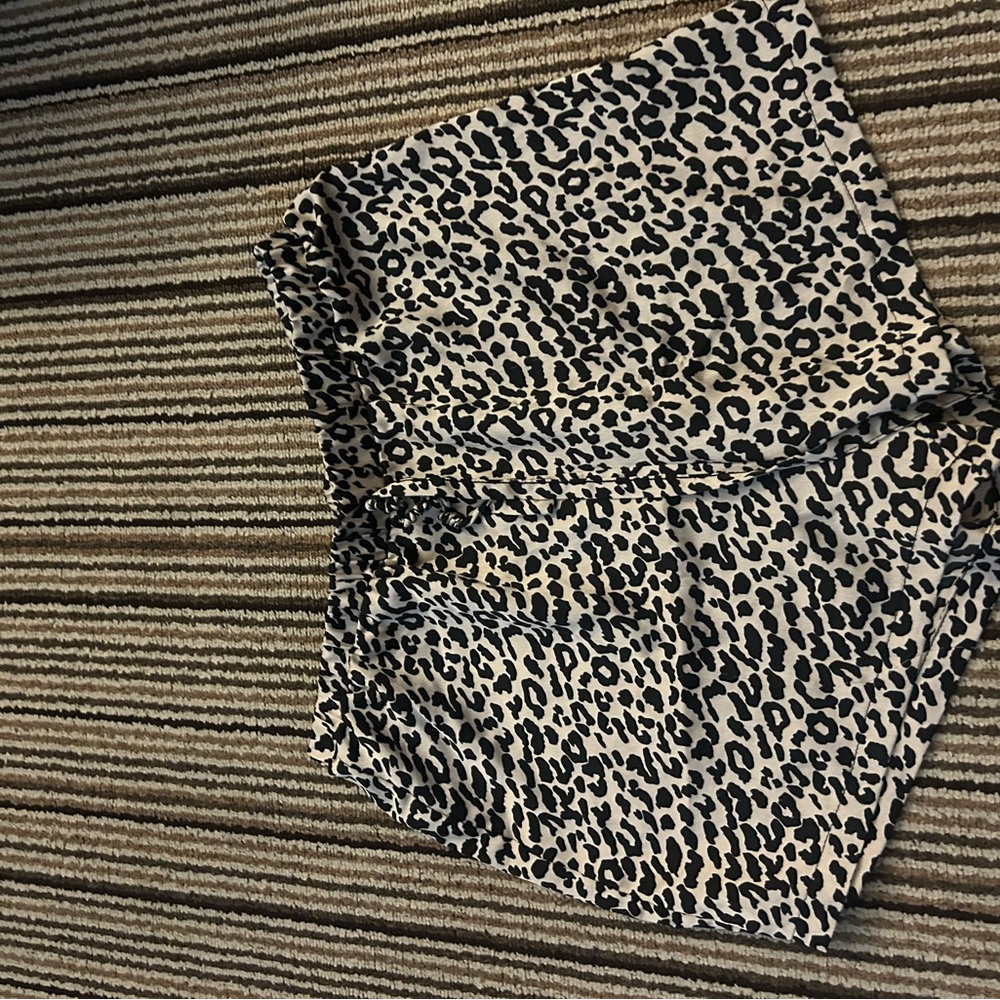 SHEIN Black and White Leopard High Waist Shorts